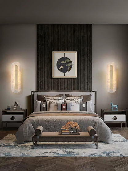 Alabaster Rounded Wall Light, Soft Glow