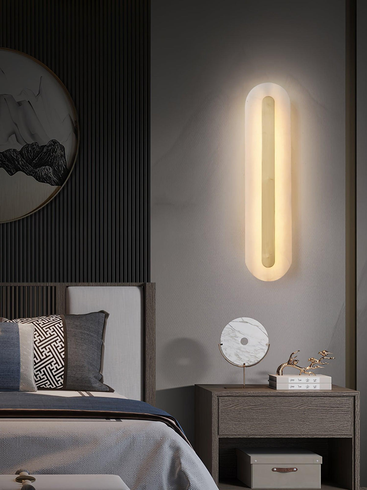 Alabaster Rounded Wall Light, Soft Glow