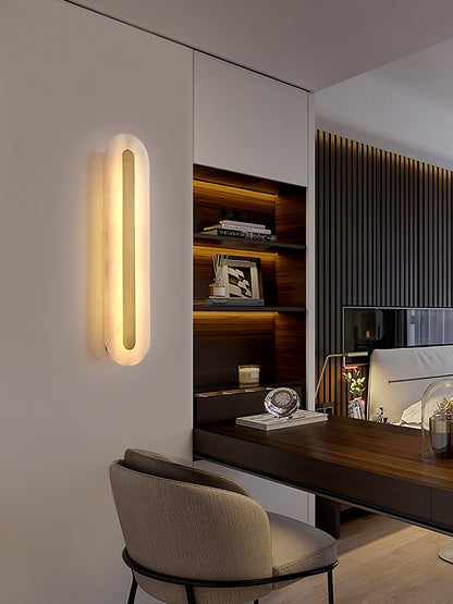 Alabaster Rounded Wall Light, Soft Glow