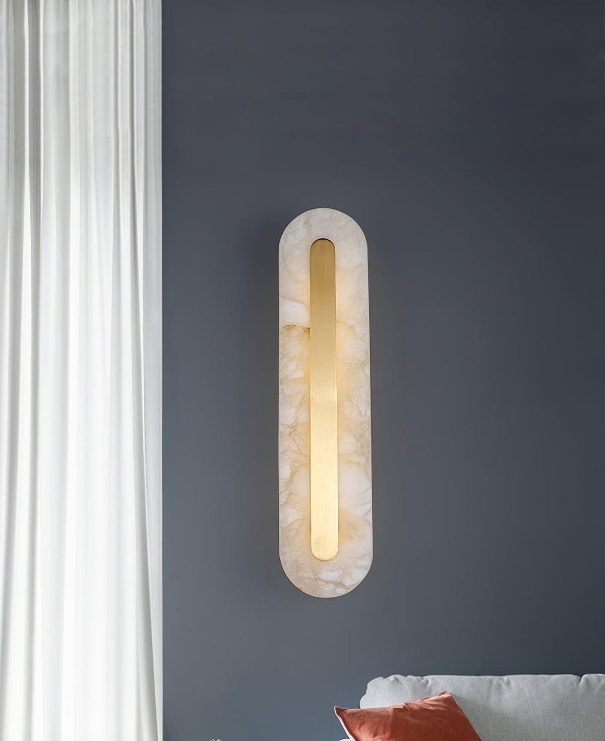 Alabaster Rounded Wall Light, Soft Glow