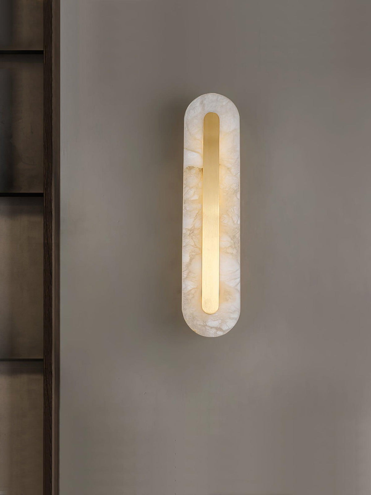 Alabaster Rounded Wall Light, Soft Glow