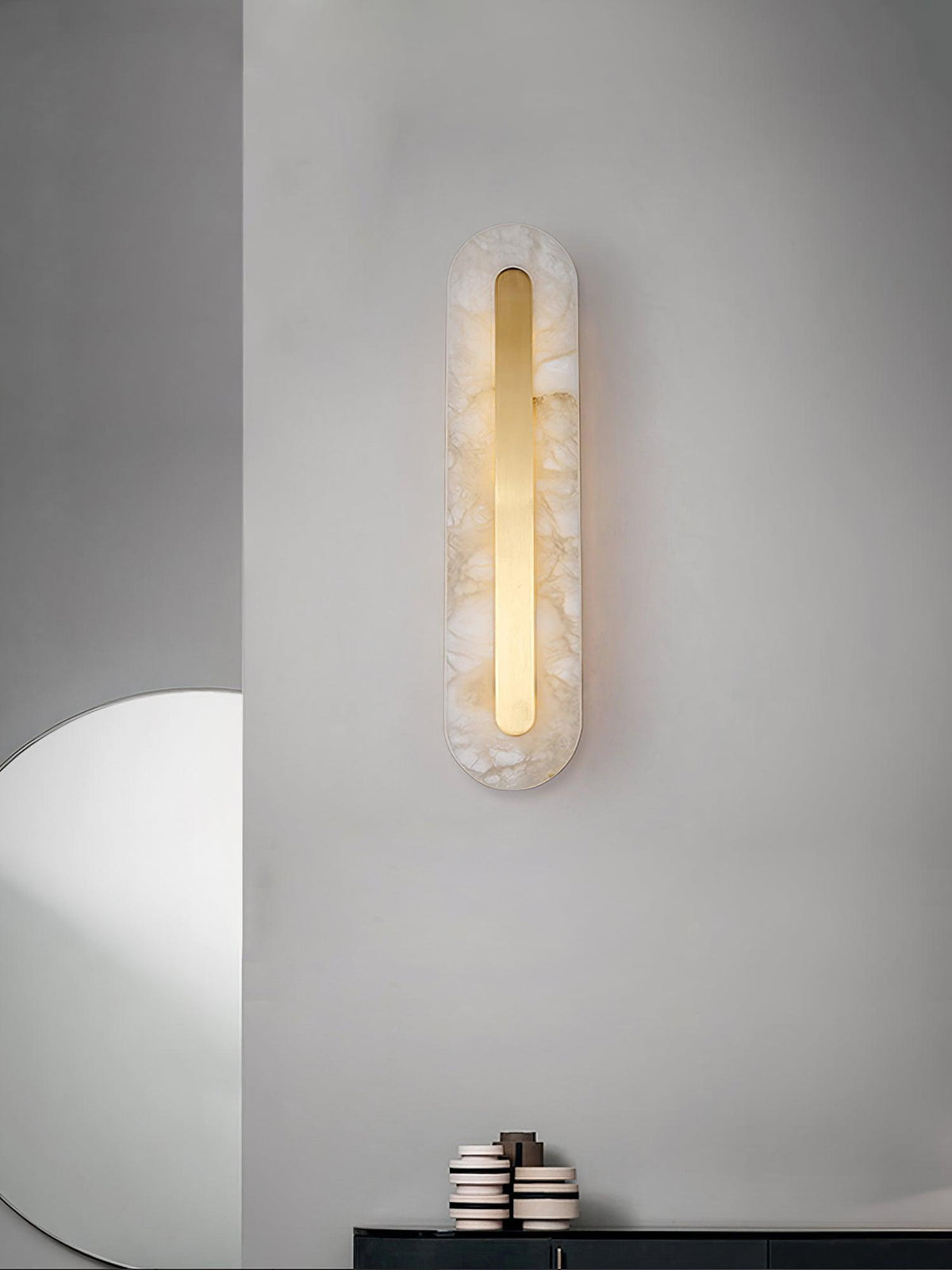Alabaster Rounded Wall Light, Soft Glow