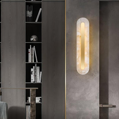 Alabaster Rounded Wall Light, Soft Glow
