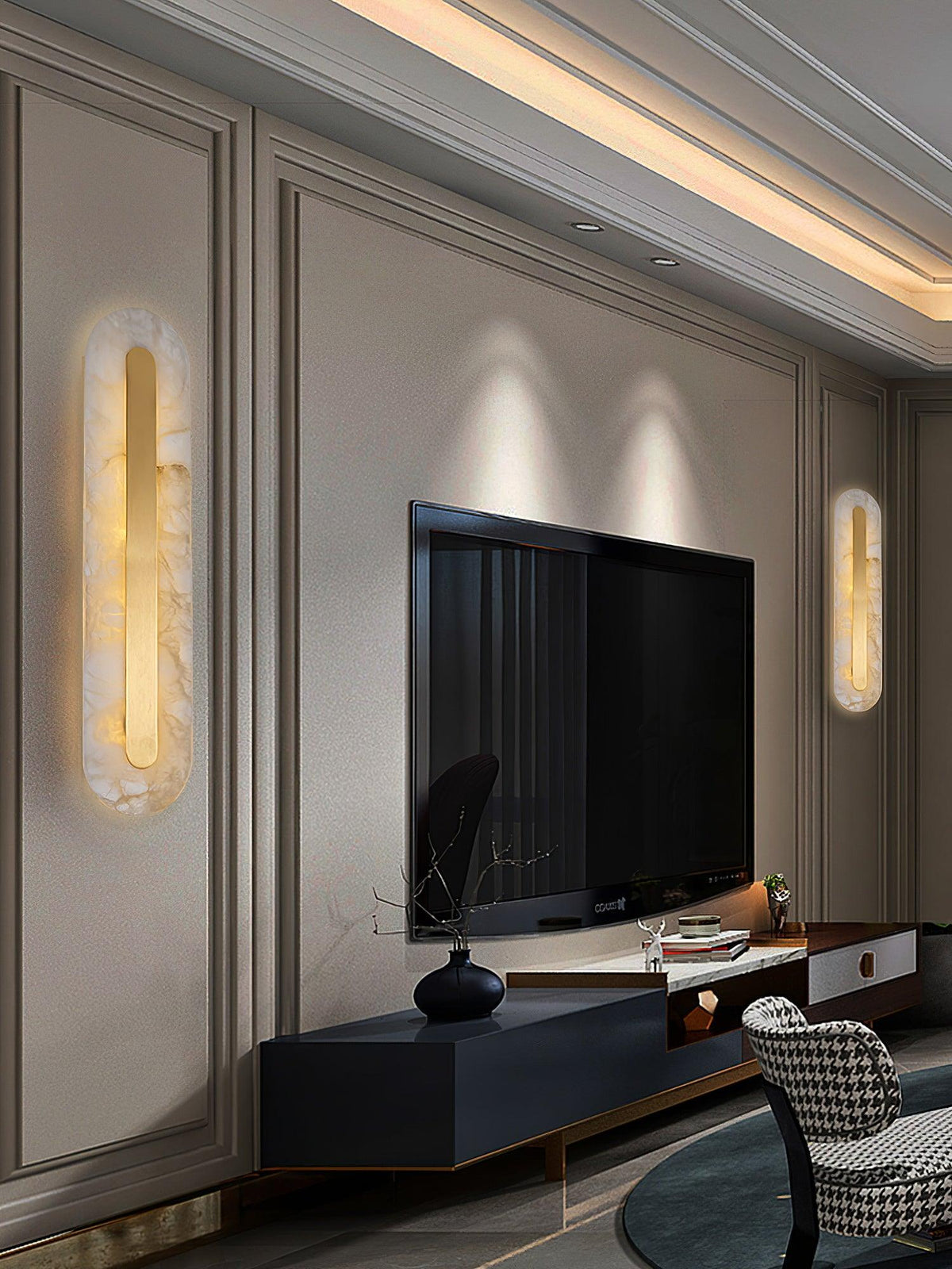 Alabaster Rounded Wall Light, Soft Glow