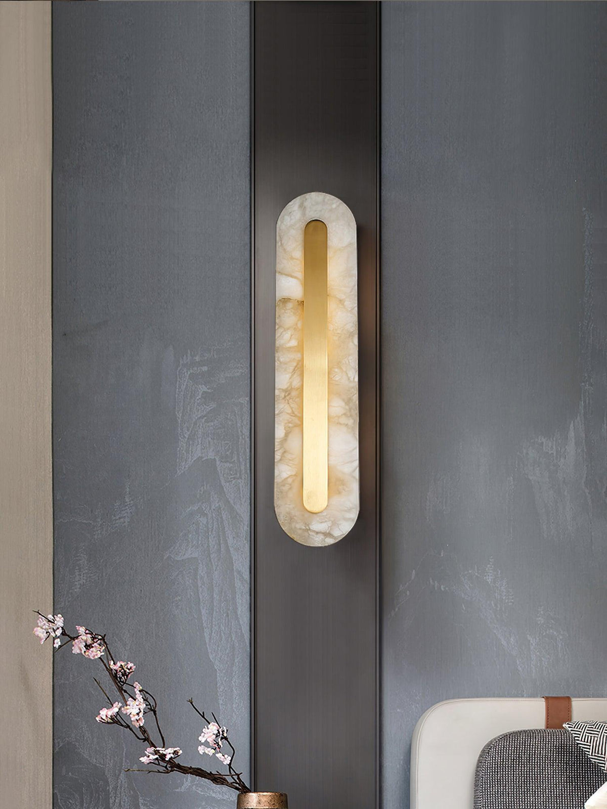 Alabaster Rounded Wall Light, Soft Glow