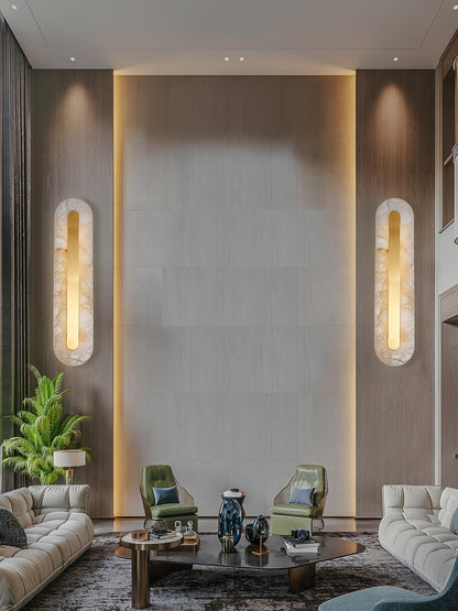 Alabaster Rounded Wall Light, Soft Glow