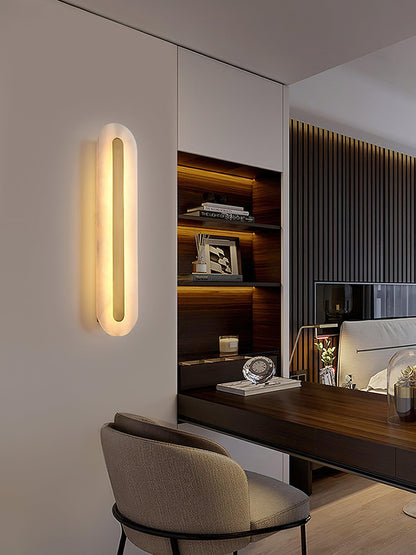 Alabaster Rounded Wall Light, Soft Glow