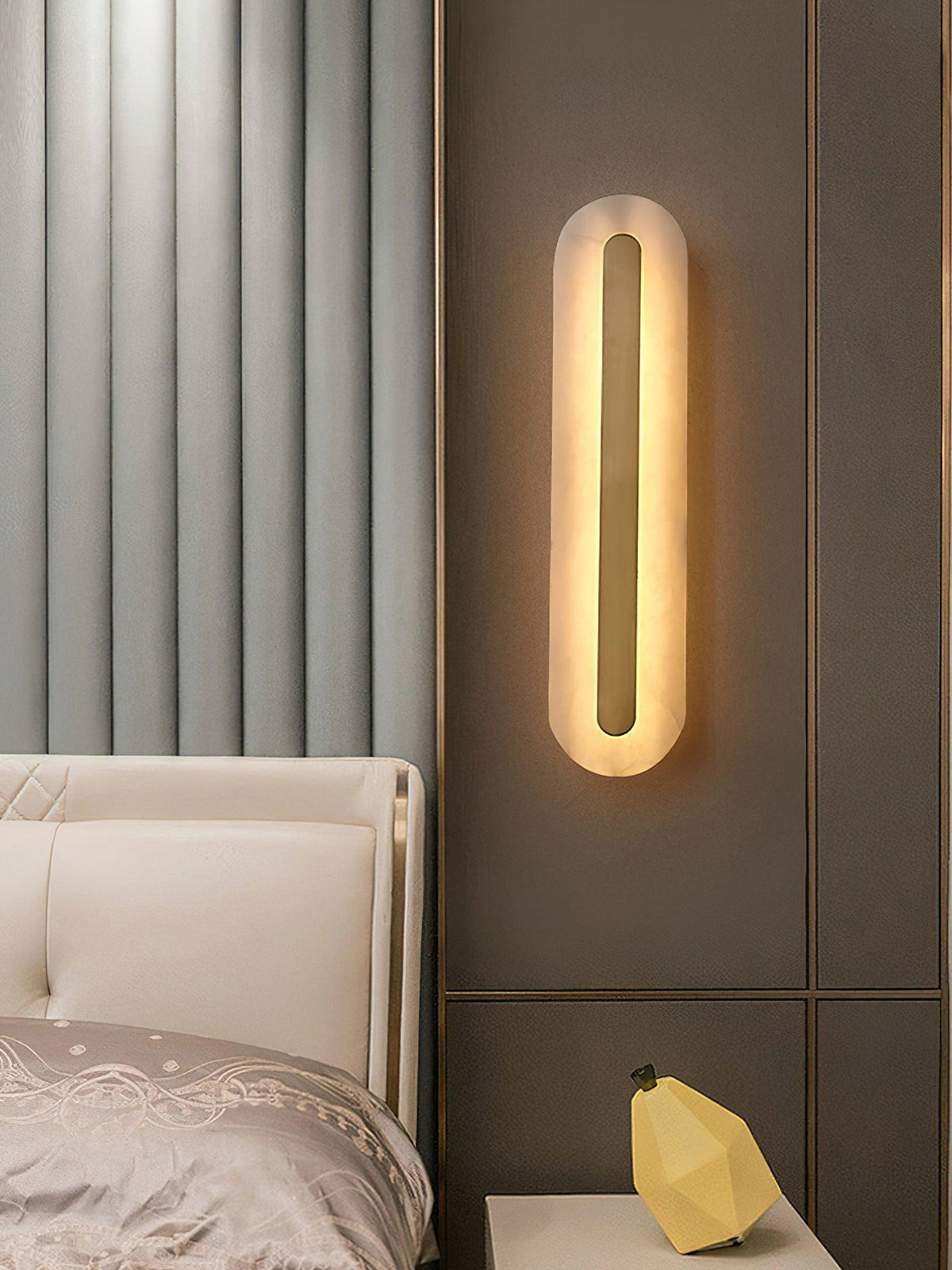 Alabaster Rounded Wall Light, Soft Glow