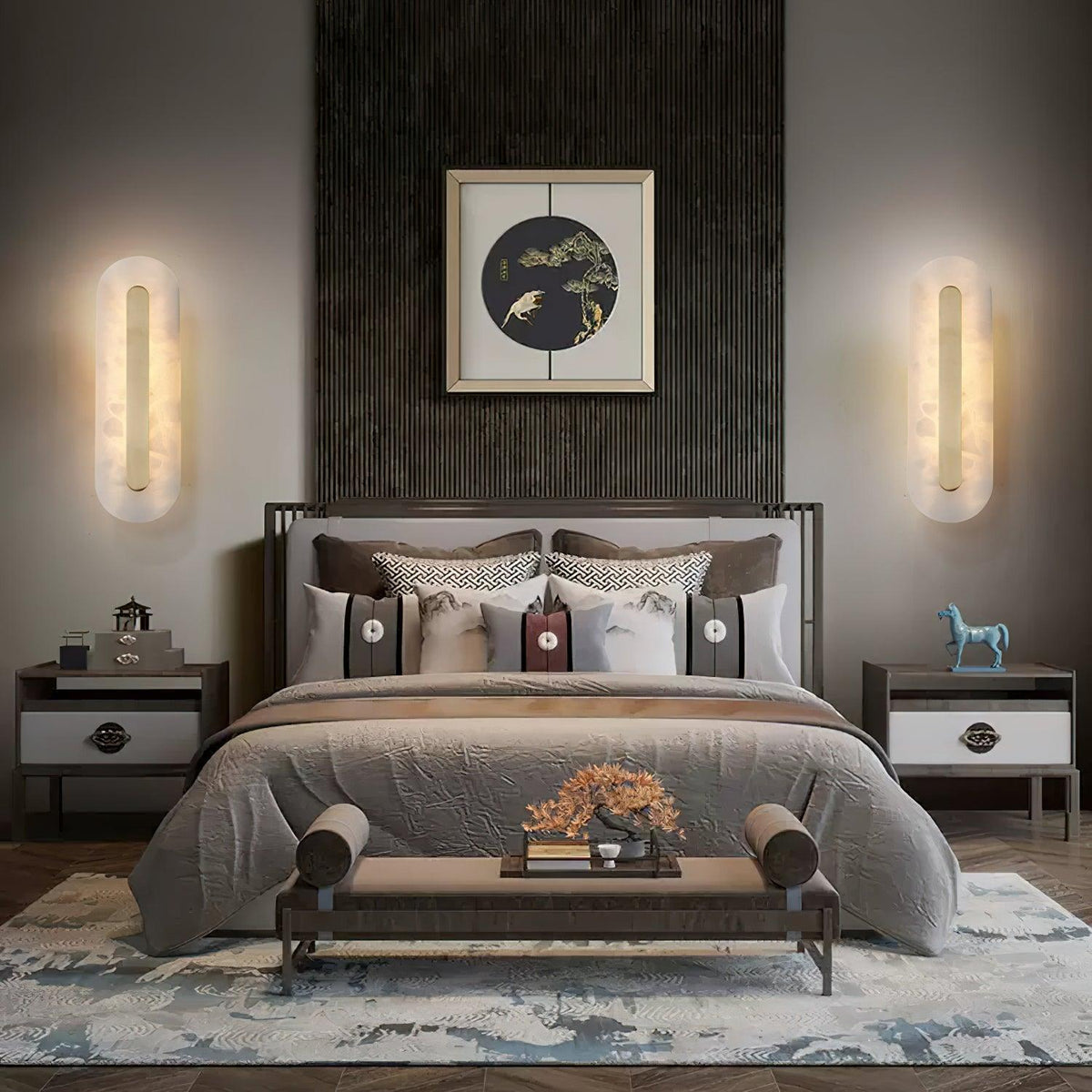 Alabaster Rounded Wall Light, Soft Glow
