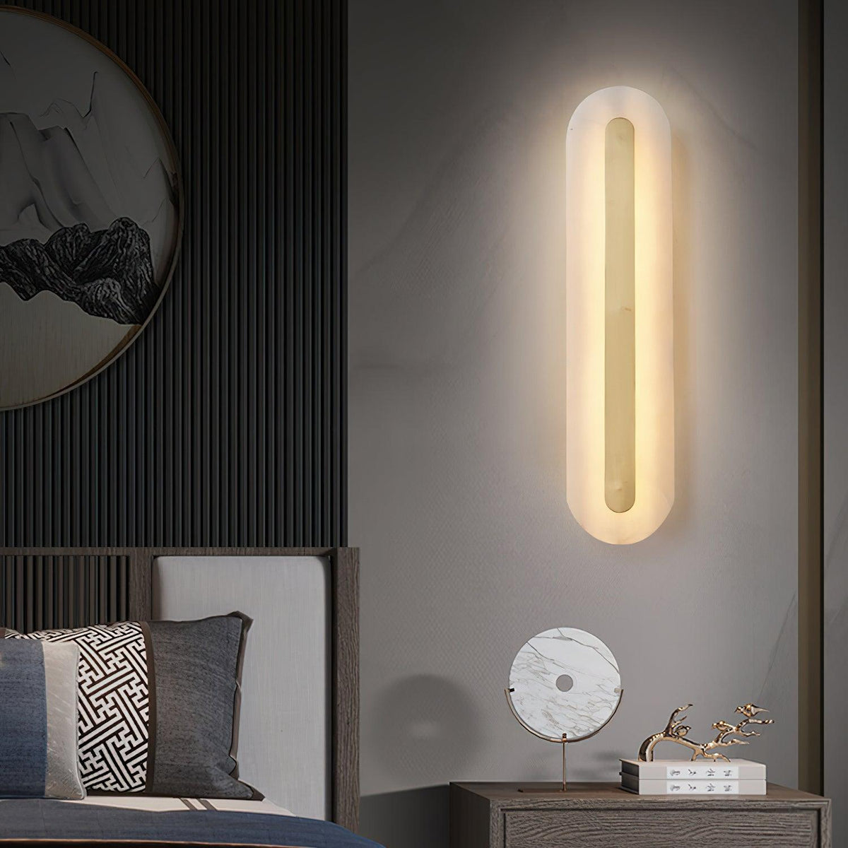 Alabaster Rounded Wall Light, Soft Glow