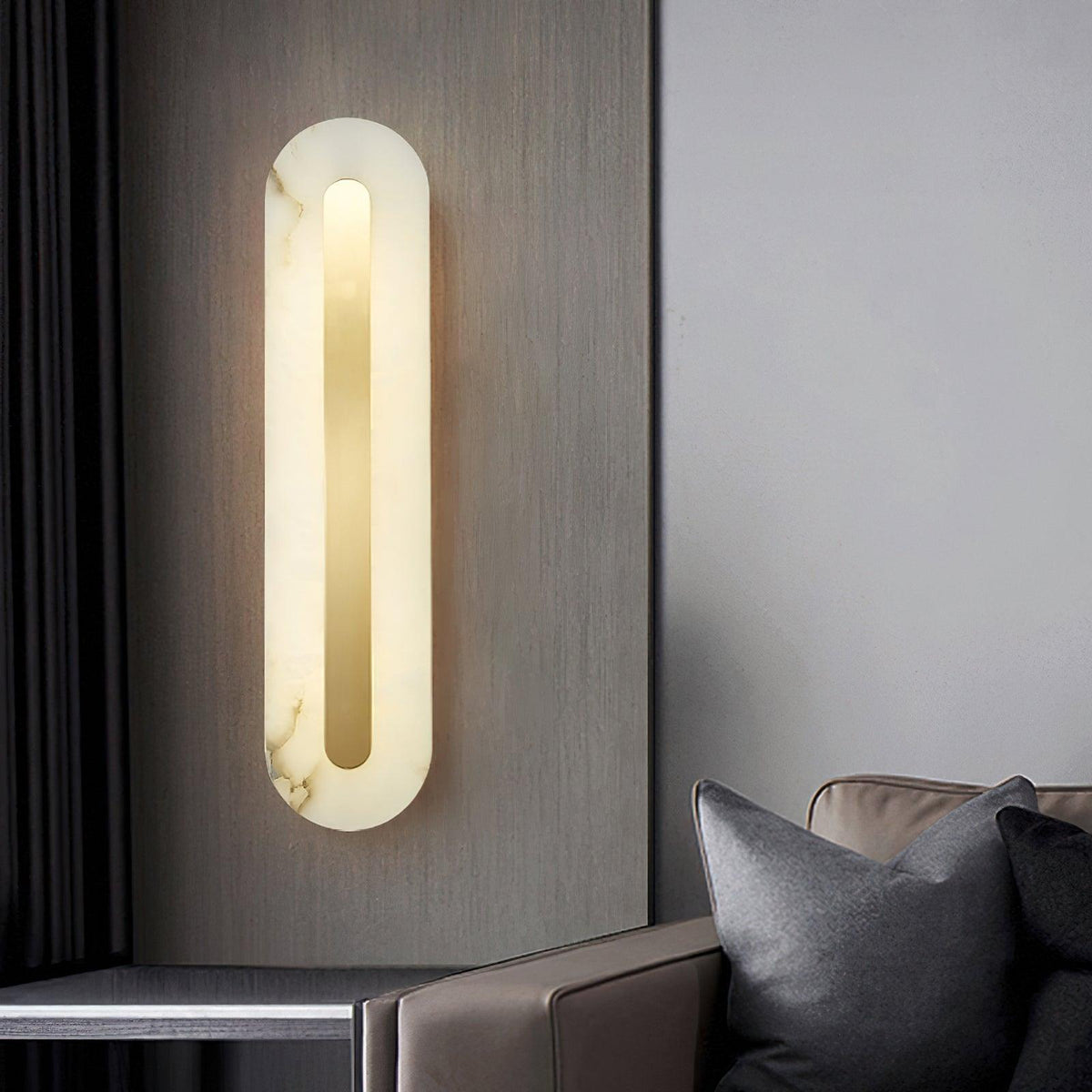 Alabaster Rounded Wall Light, Soft Glow