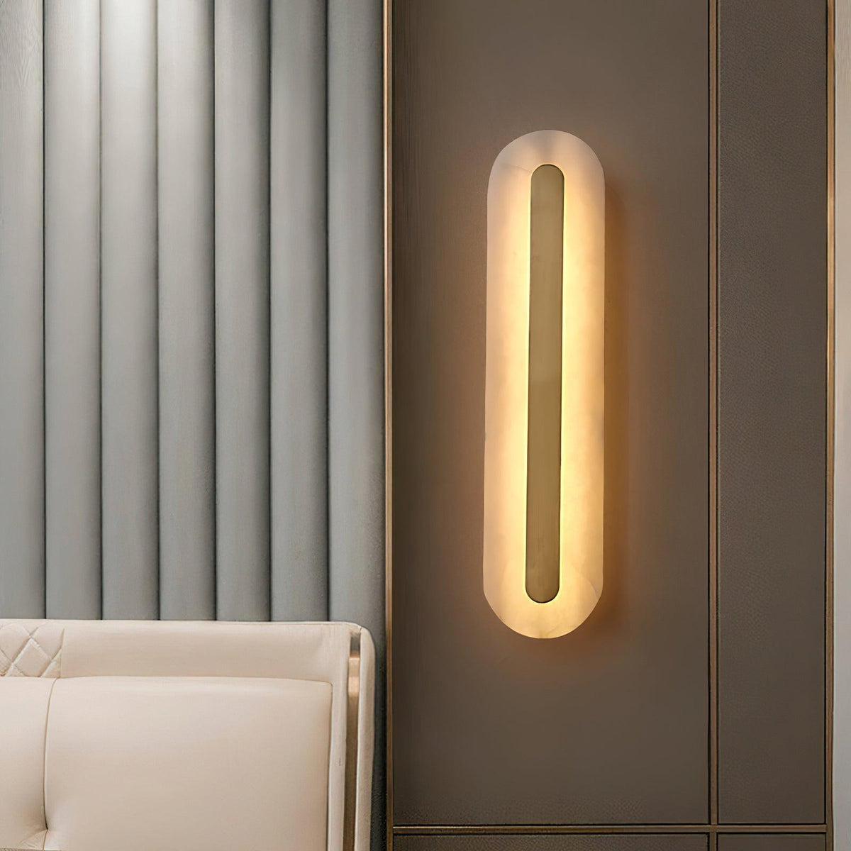 Alabaster Rounded Wall Light, Soft Glow