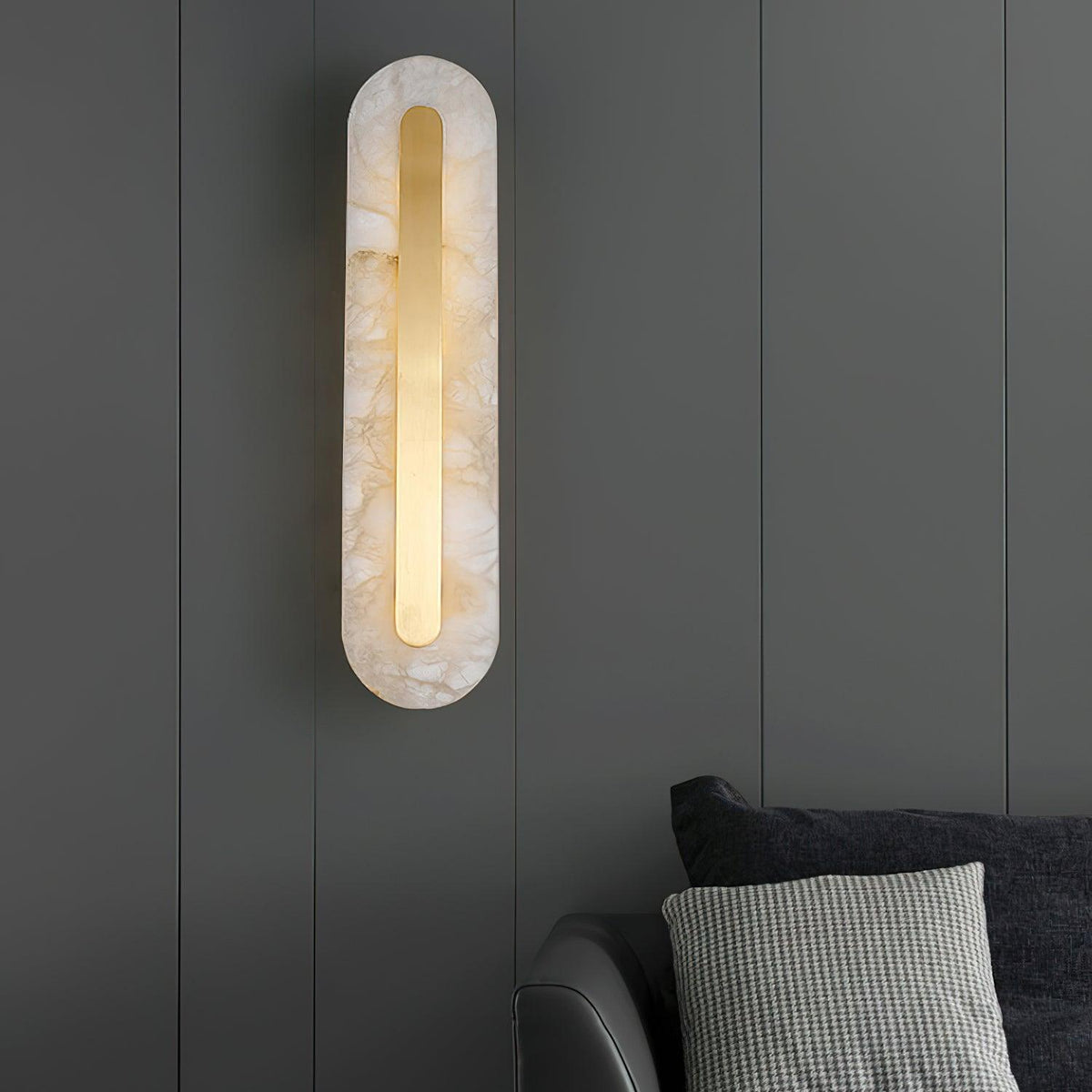 Alabaster Rounded Wall Light, Soft Glow