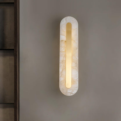 Alabaster Rounded Wall Light, Soft Glow — front view