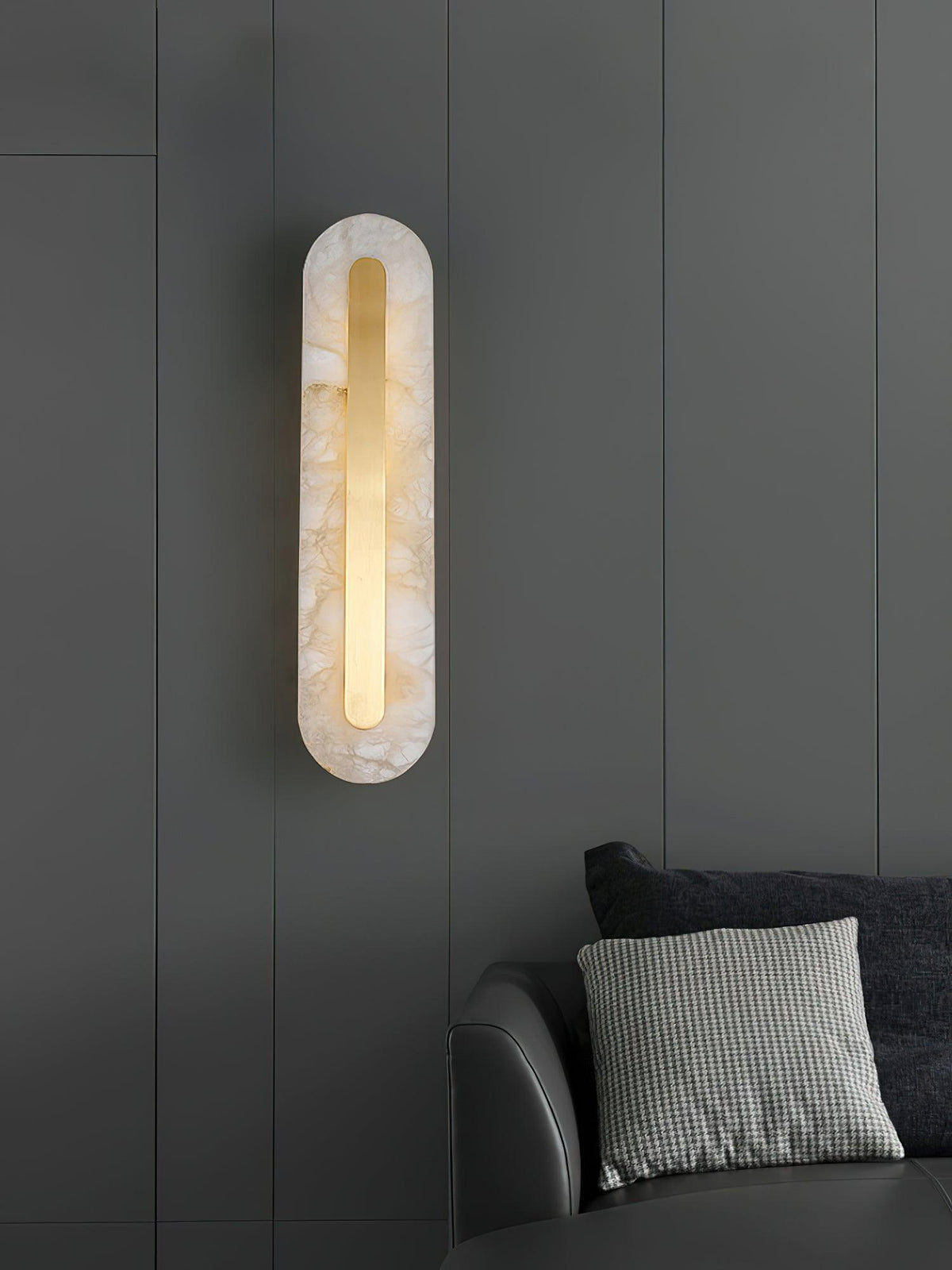 Alabaster Rounded Wall Light, Soft Glow