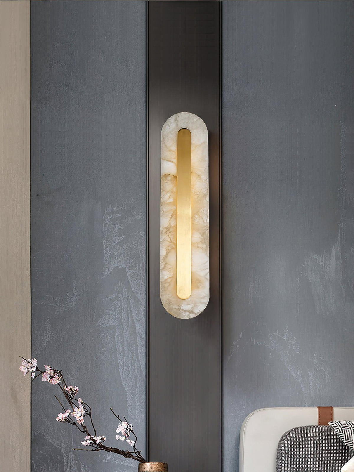 Alabaster Rounded Wall Light, Soft Glow
