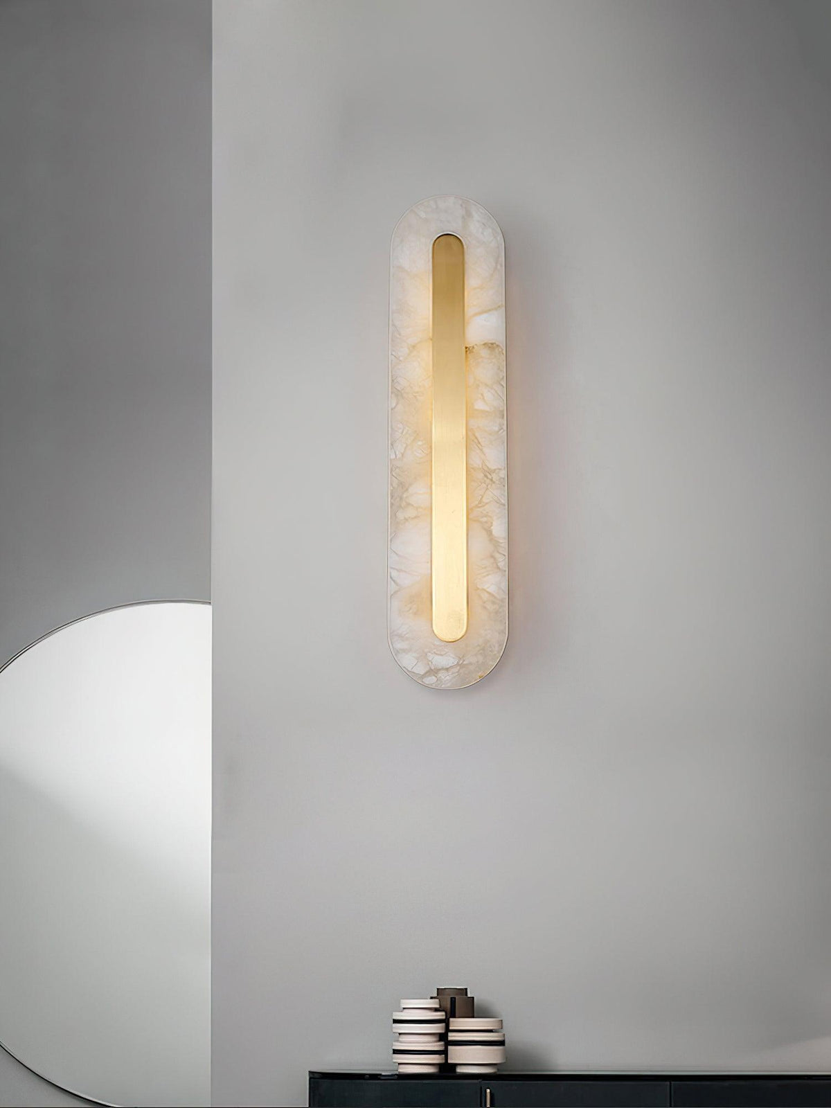 Alabaster Rounded Wall Light, Soft Glow