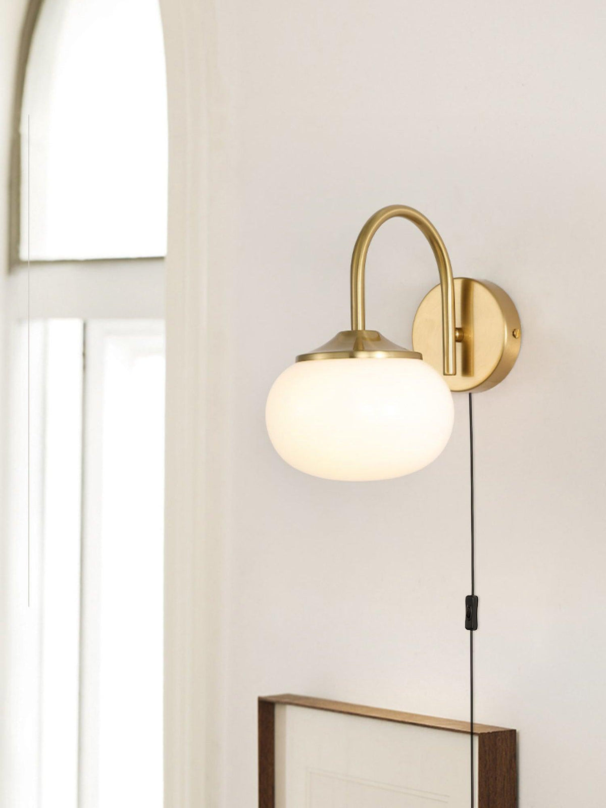 Marshmallow-Shaped Plug-In Wall Sconce, Soft Warm Light — front view