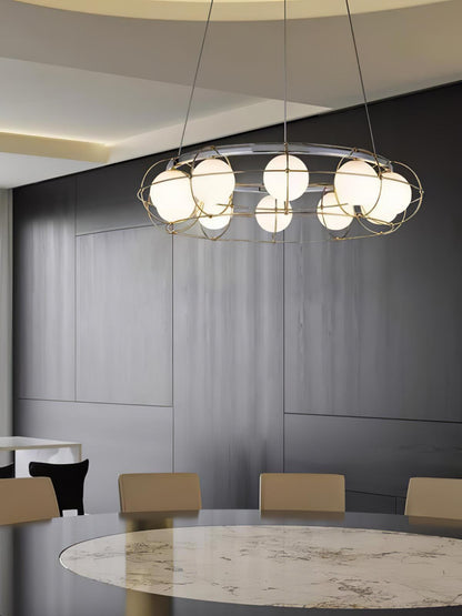 Titanium Gold Round Chandelier with Adjustable Height & Energy-Efficient LED — alternate angle