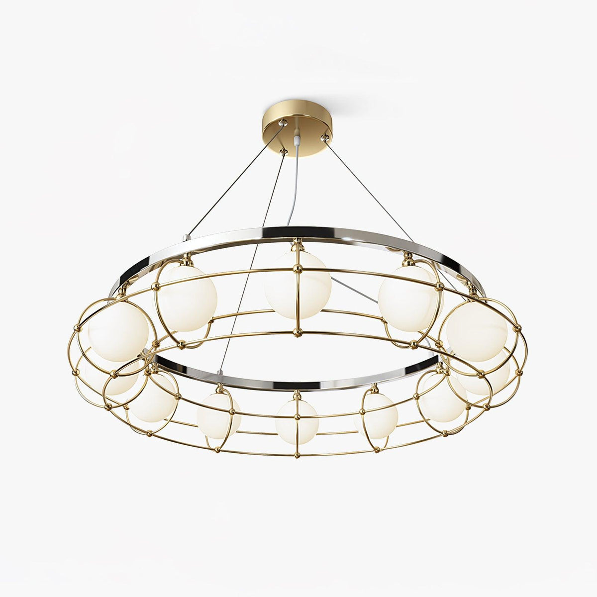 Titanium Gold Round Chandelier with Adjustable Height & Energy-Efficient LED — front view