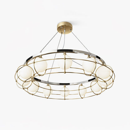 Titanium Gold Round Chandelier with Adjustable Height & Energy-Efficient LED — front view