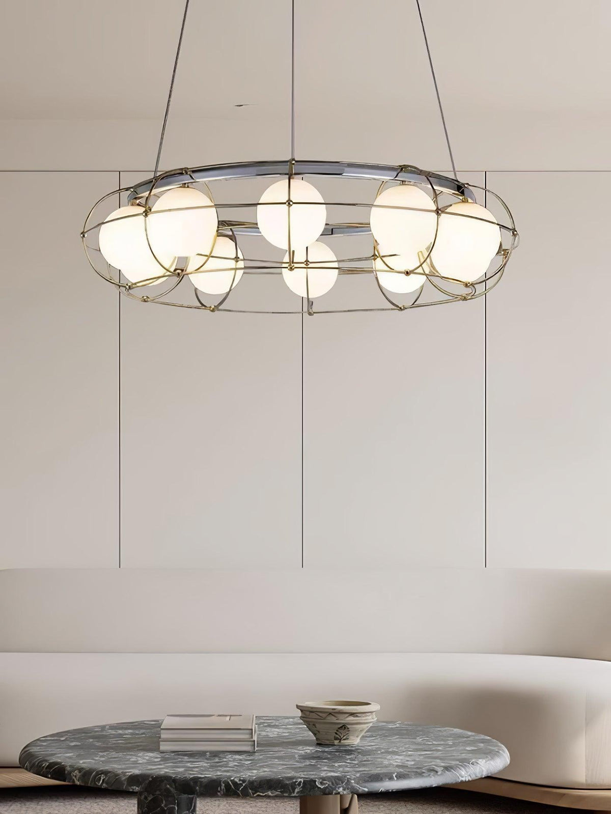 Titanium Gold Round Chandelier with Adjustable Height & Energy-Efficient LED — detail view