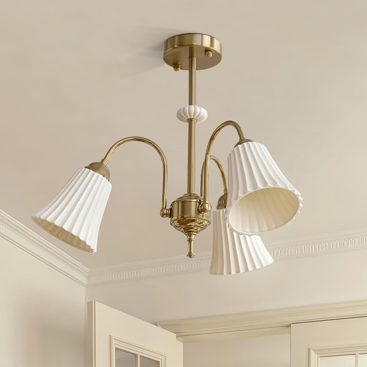 Ceramic Trumpet Chandelier, Medieval-Inspired Design