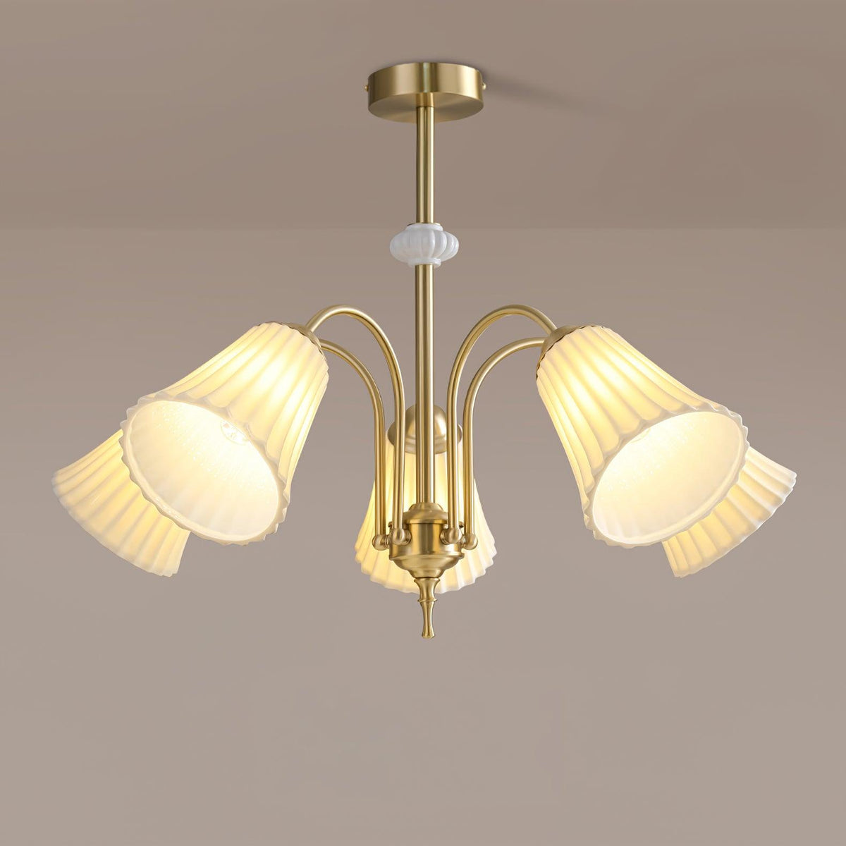 Ceramic Trumpet Chandelier, Medieval-Inspired Design