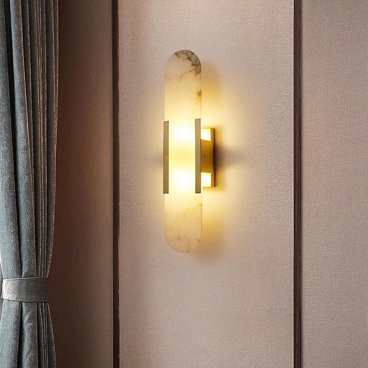 Oblong Alabaster Wall Sconce, Soft Ambient Light