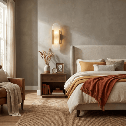 Oblong Alabaster Wall Sconce, Soft Ambient Light