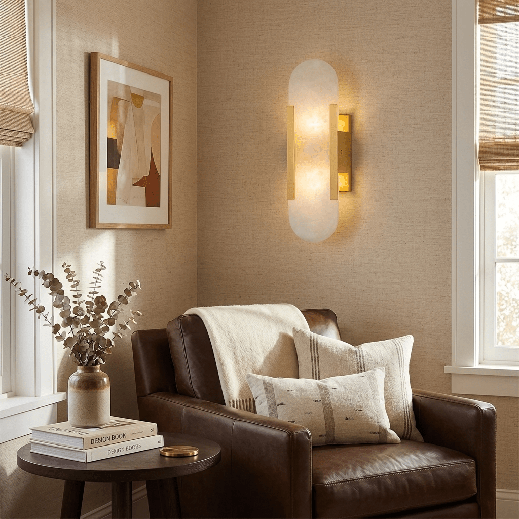 Oblong Alabaster Wall Sconce, Soft Ambient Light
