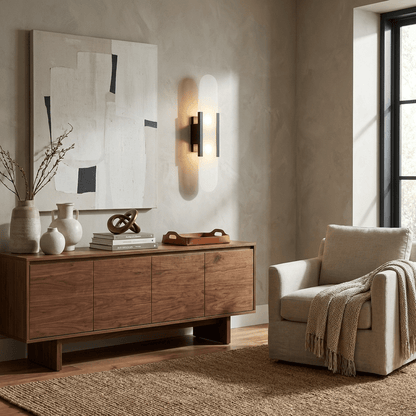 Oblong Alabaster Wall Sconce, Soft Ambient Light
