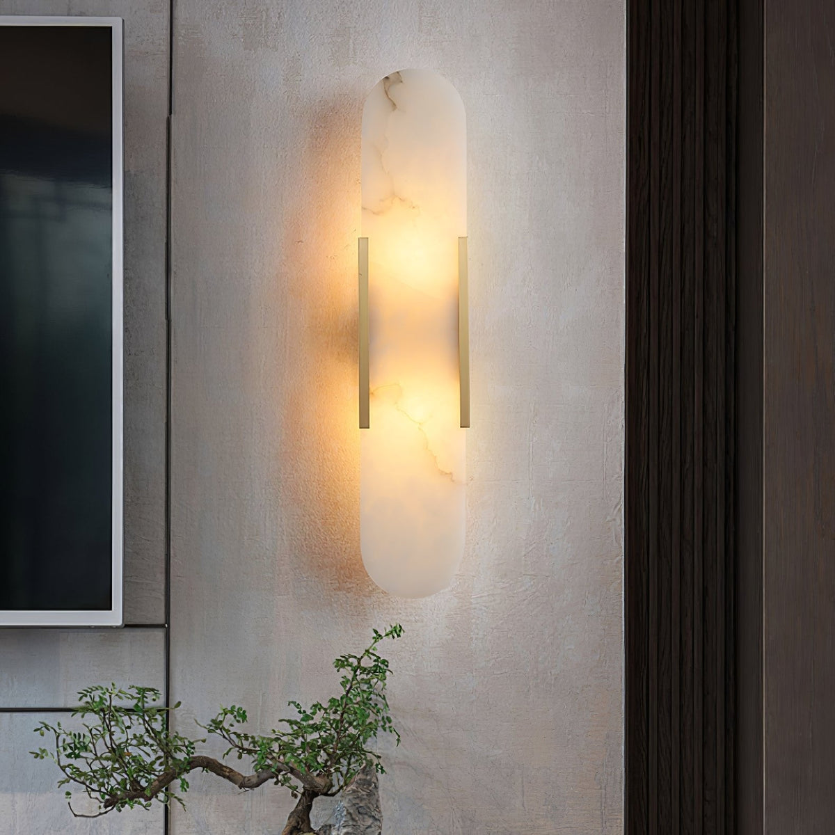 Oblong Alabaster Wall Sconce, Soft Ambient Light