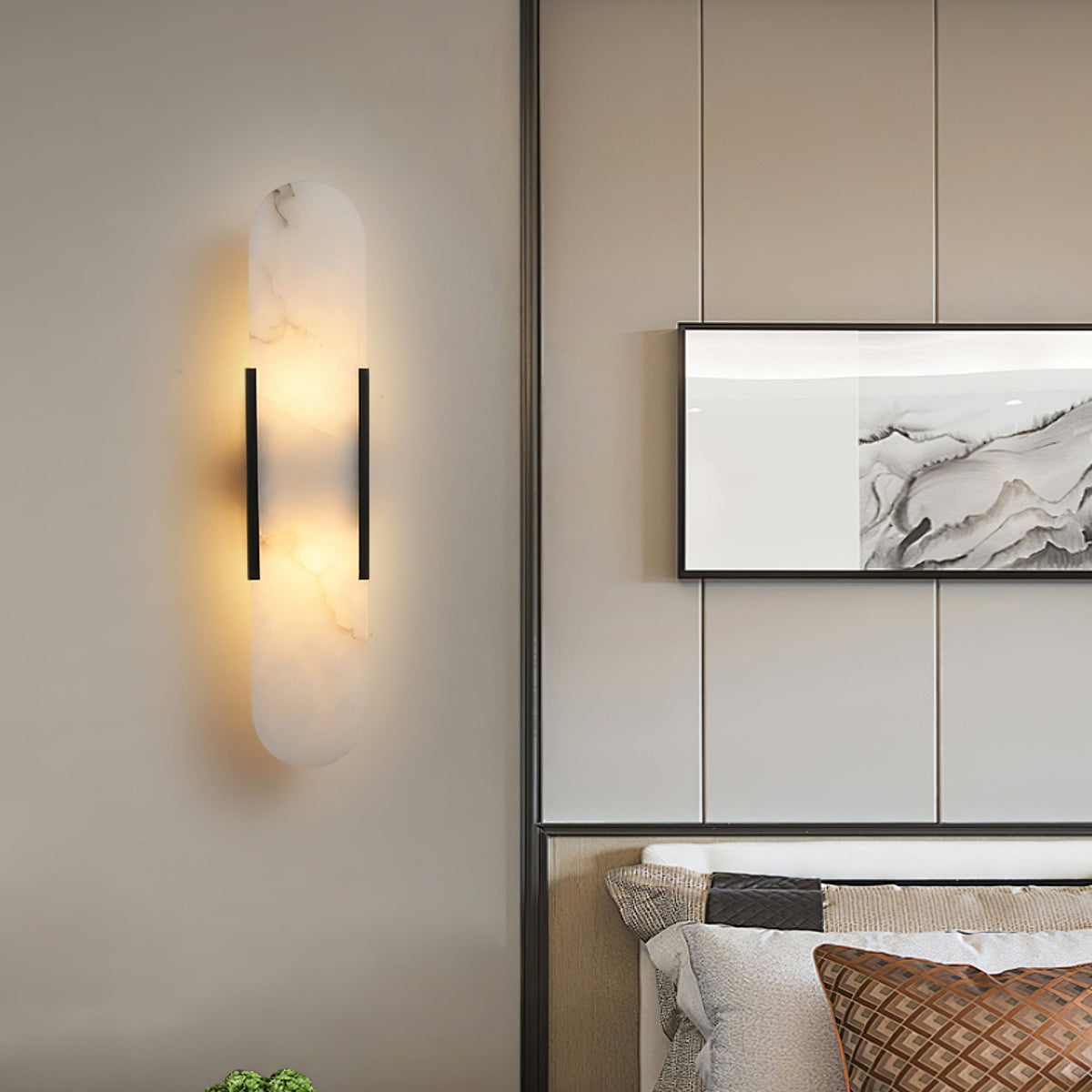 Oblong Alabaster Wall Sconce, Soft Ambient Light
