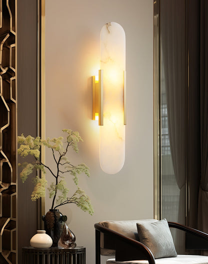Oblong Alabaster Wall Sconce, Soft Ambient Light
