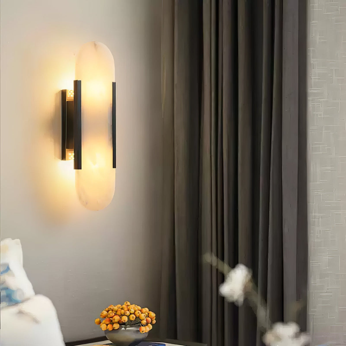 Oblong Alabaster Wall Sconce, Soft Ambient Light