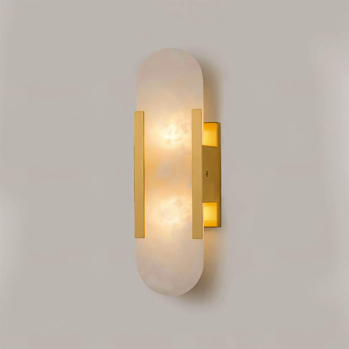 Oblong Alabaster Wall Sconce, Soft Ambient Light — detail view
