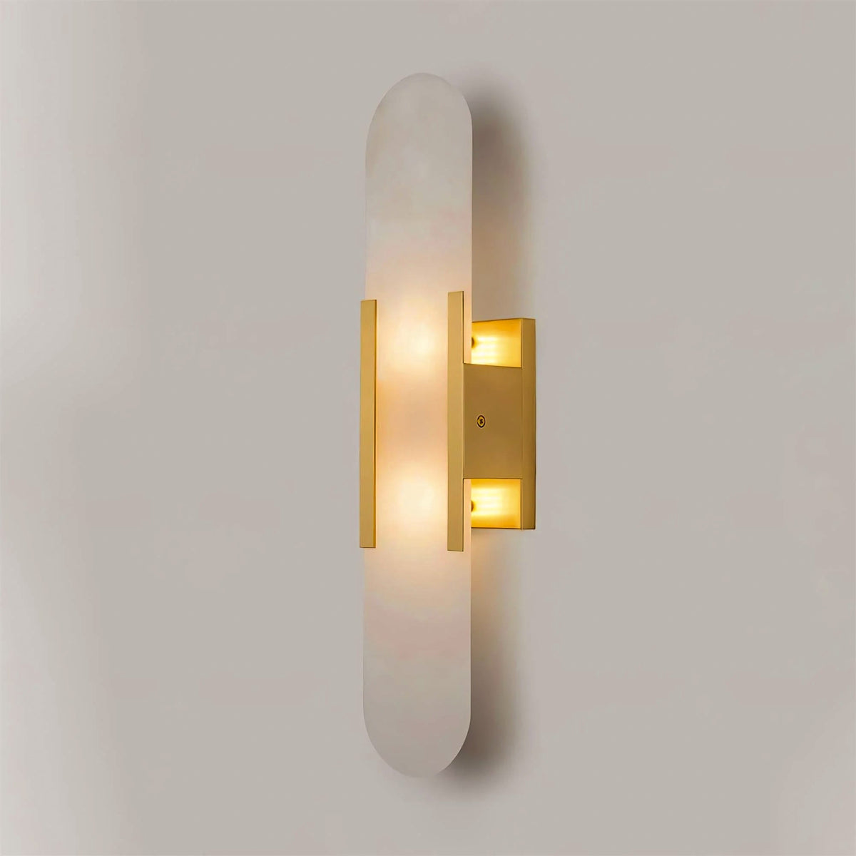 Oblong Alabaster Wall Sconce, Soft Ambient Light — front view