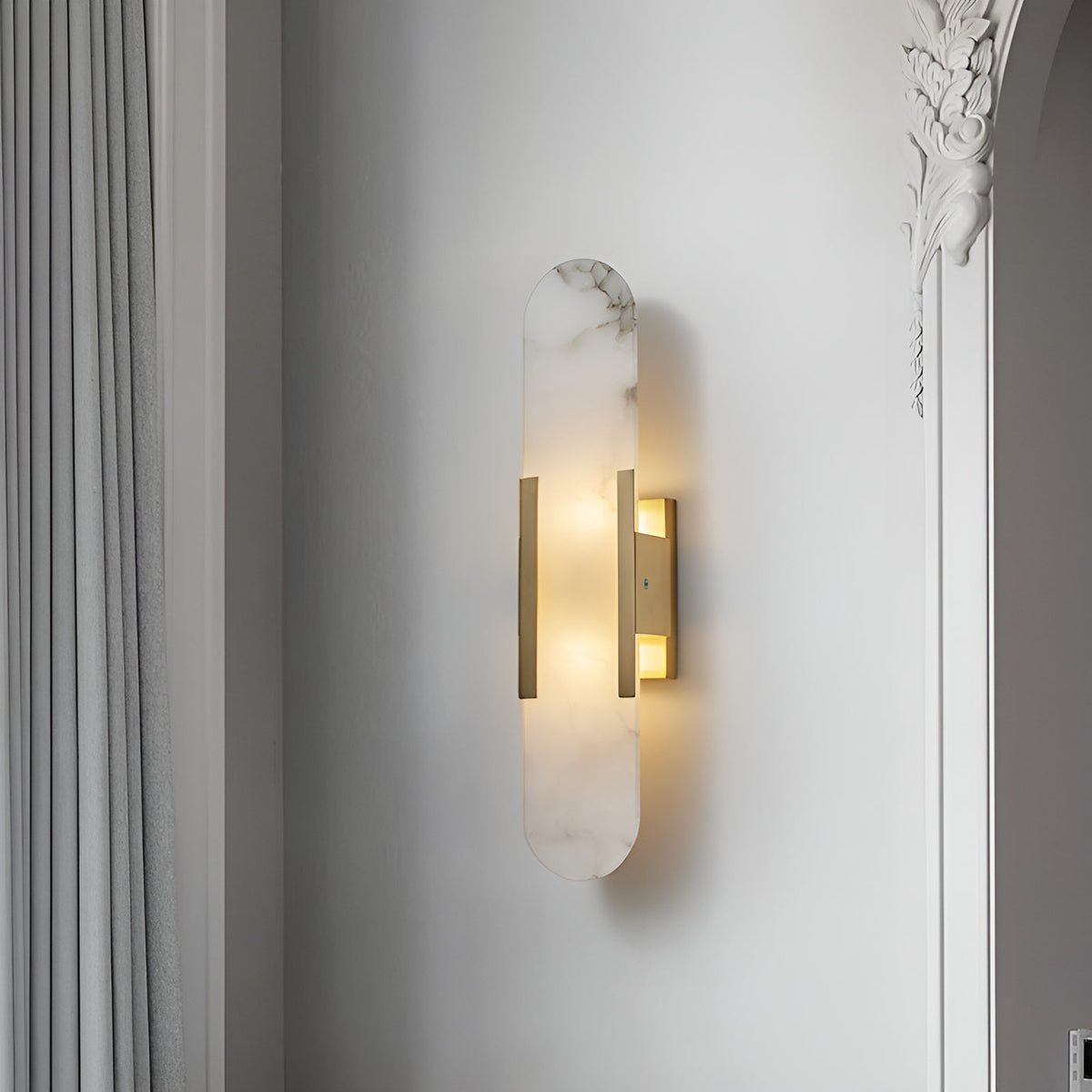 Oblong Alabaster Wall Sconce, Soft Ambient Light