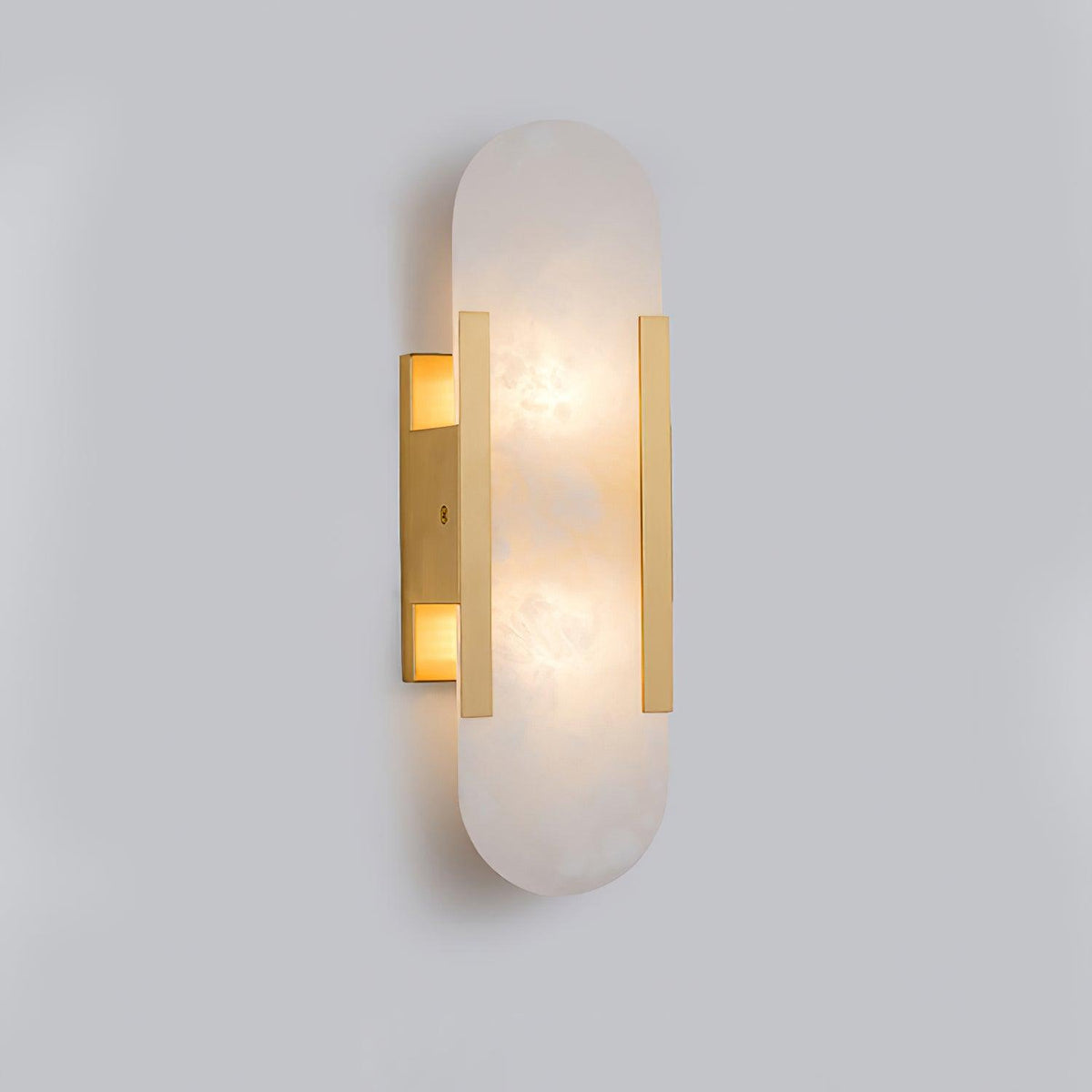 Oblong Alabaster Wall Sconce, Soft Ambient Light — alternate angle