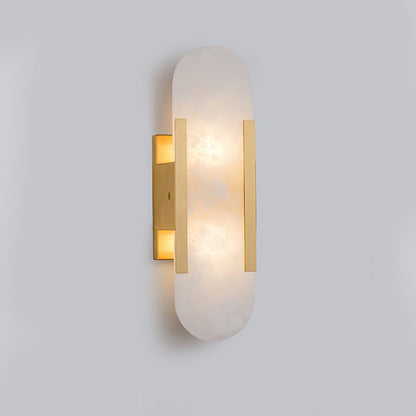Oblong Alabaster Wall Sconce, Soft Ambient Light — alternate angle