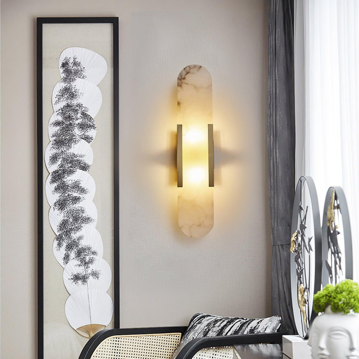 Oblong Alabaster Wall Sconce, Soft Ambient Light