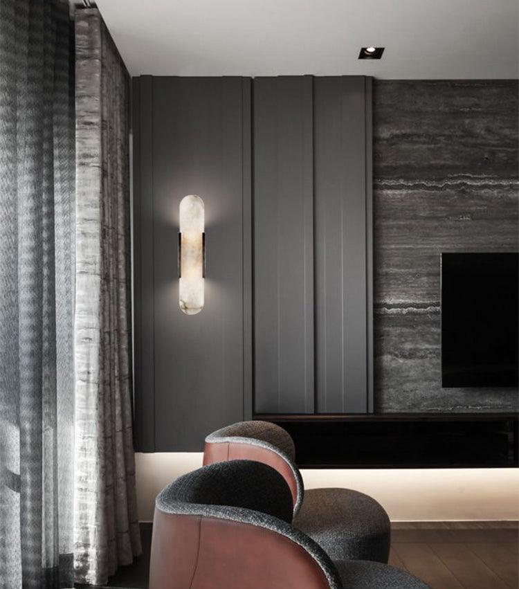 Oblong Alabaster Wall Sconce, Soft Ambient Light