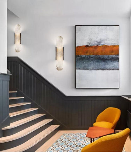 Oblong Alabaster Wall Sconce, Soft Ambient Light