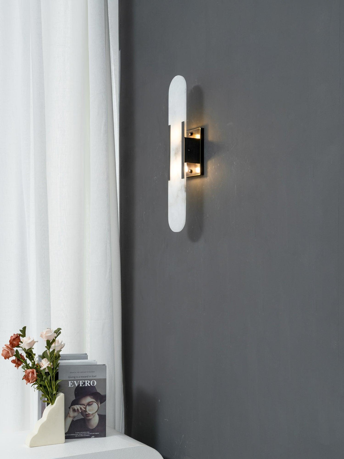 Oblong Alabaster Wall Sconce, Soft Ambient Light