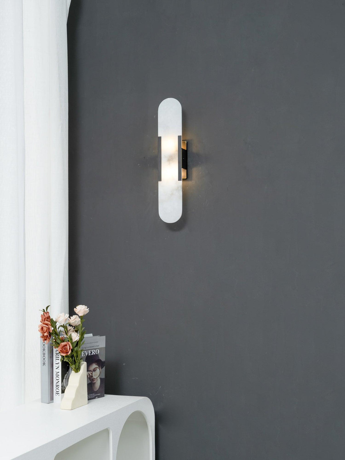 Oblong Alabaster Wall Sconce, Soft Ambient Light