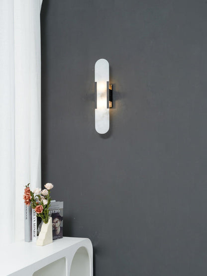 Oblong Alabaster Wall Sconce, Soft Ambient Light
