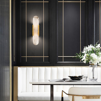 Oblong Alabaster Wall Sconce, Soft Ambient Light
