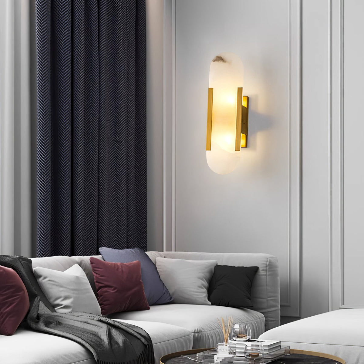 Oblong Alabaster Wall Sconce, Soft Ambient Light