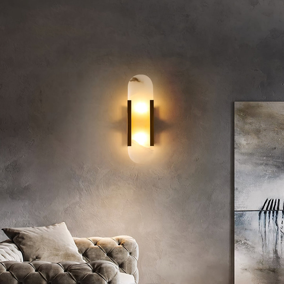 Oblong Alabaster Wall Sconce, Soft Ambient Light